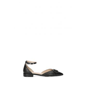 Pantofi slingback din piele ecologica cu model monograma