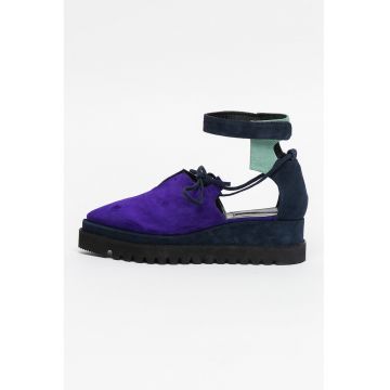 Pantofi de piele intoarsa cu bareta pe glezna si decupaje Pantofi de piele intoarsa cu bareta pe glezna si decupaje