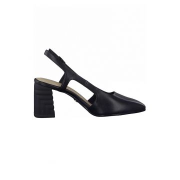 Pantofi slingback de piele cu toc masiv