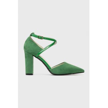 Answear Lab pantofi cu toc culoarea verde