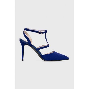 Answear Lab pantofi cu toc culoarea albastru marin