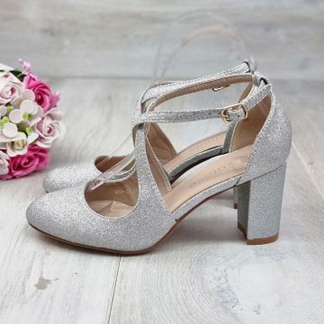 Pantofi Dama Argintii Cu Bareta Idina
