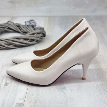 Pantofi Dama Crem Cu Toc Idony