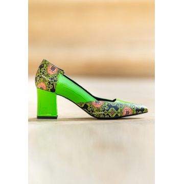 Pantofi de piele si piele lacuita Carine