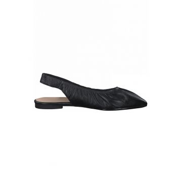 Pantofi slingback de piele cu fronseuri