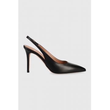 BOSS stilettos de piele Eddie Sling culoarea negru