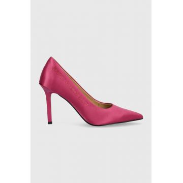 Karl Lagerfeld pantofi cu toc Sarabande culoarea roz