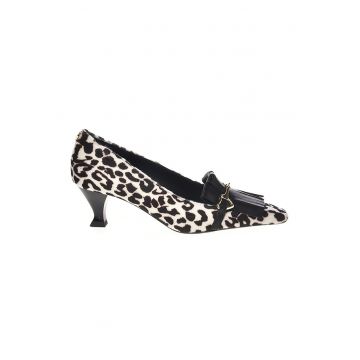 Pantofi cu animal print si toc kitten