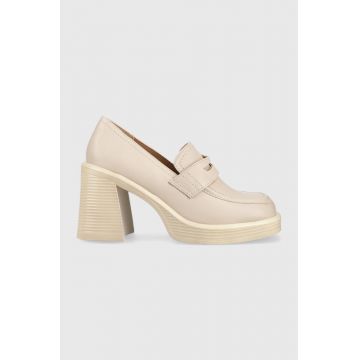 Steve Madden pantofi de piele Far-out culoarea bej, cu toc drept