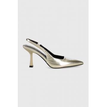 Answear Lab pantofi cu toc culoarea auriu