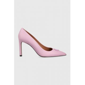 BOSS stilettos de piele Janet culoarea violet