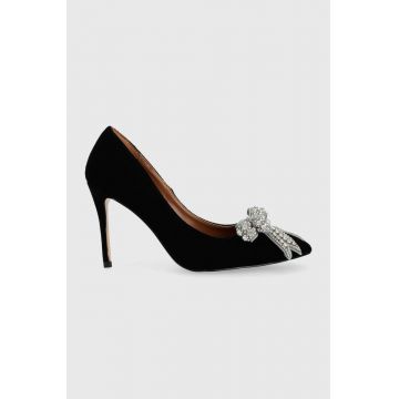 Kurt Geiger London pantofi cu toc Belgravia Bow culoarea negru, 9554900609