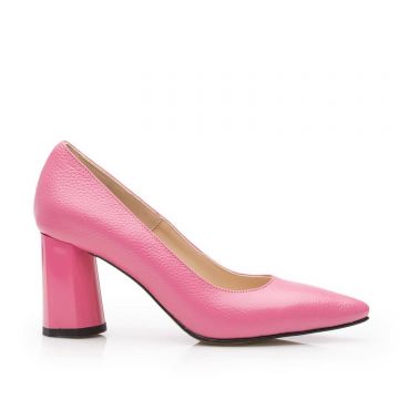 Pantofi eleganți damă din piele naturală - 21174 Roz Box