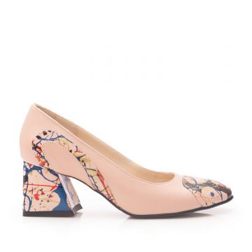 Pantofi eleganți damă din piele naturală - 2194 Nude Box