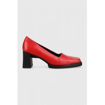 Vagabond Shoemakers pantofi de piele EDWINA culoarea rosu, cu toc drept