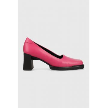 Vagabond pantofi de piele EDWINA culoarea roz, cu toc drept, 5310.101.46