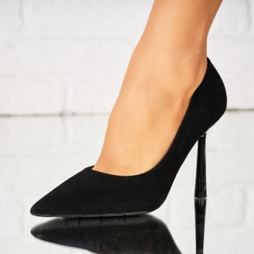 Pantofi dama stiletto Negri din Piele Ecologica Intoarsa Wednesday A3609