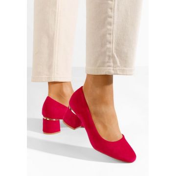 Pantofi cu toc gros Cabrilia fucsia