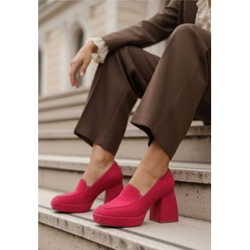 Pantofi cu toc gros roz Hoya