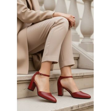 Pantofi dama piele naturala Praia grena