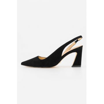 Pantofi slingback de piele intoarsa cu toc inalt