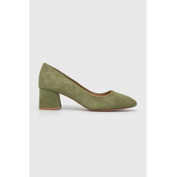 Answear Lab pantofi cu toc culoarea verde