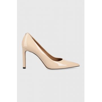 BOSS stilettos de piele Janet Pump culoarea bej, 50488224