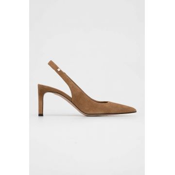 BOSS tocuri din piele intoarsa Janet Sling culoarea bej, 50492162 BOSS tocuri din piele intoarsa Janet Sling culoarea bej, 50492162