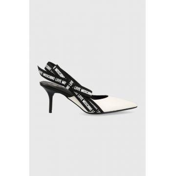 Love Moschino stilettos de piele Scarpad Spillo 70 culoarea alb, JA10027G1G