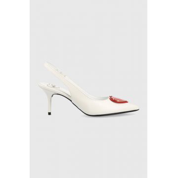 Love Moschino stilettos de piele Scarpad Spillo 70 culoarea alb