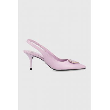 Love Moschino stilettos de piele Scarpad Spillo 70 culoarea violet, JA10197G1G