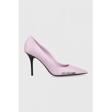 Love Moschino stilettos de piele Scarpad Spillo 95 culoarea violet, JA10089G1G