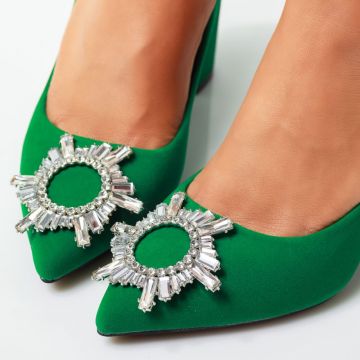 Pantofi Dama cu Toc Water Verzi #14229 Pantofi Dama cu Toc Water Verzi #14229