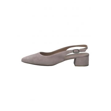 Pantofi slingback din piele cu toc masiv