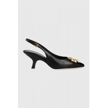 Tory Burch stilettos de piele 149150-006 culoarea negru, cu toc deschis
