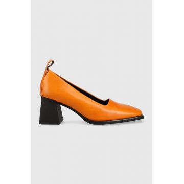 Vagabond pantofi de piele HEDDA culoarea portocaliu, cu toc drept, 5303.101.44