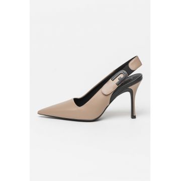 Pantofi din piele cu bareta slingback si varf ascutit Sign