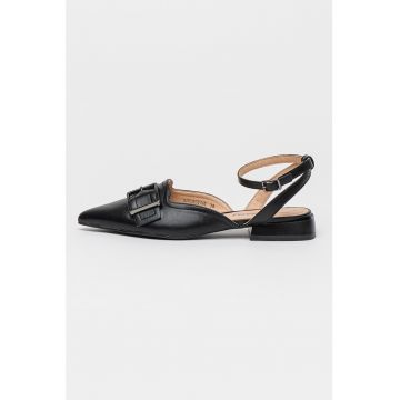 Pantofi slingback de piele ecologica cu varf ascutit