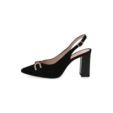 Pantofi slingback de piele intoarsa