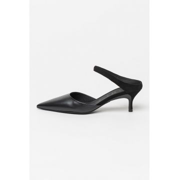 Pantofi slingback din piele si piele intoarsa Code - Negru