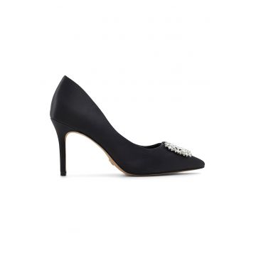 Pantofi stiletto cu aplicatie cu cristal Platine