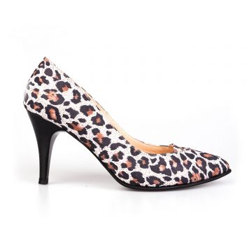 Pantofi stiletto dama din piele naturala, Leofex- 844 Leopard velur