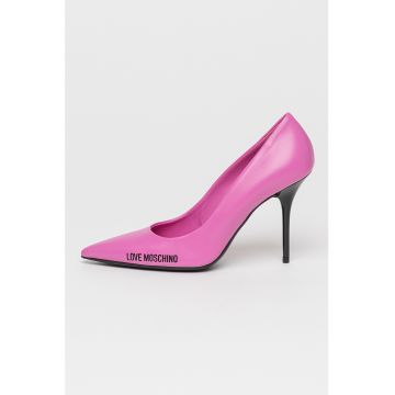 Pantofi stiletto din piele cu logo