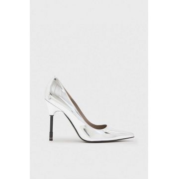 AllSaints stilettos de piele culoarea argintiu, Nova