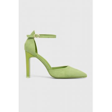 Answear Lab pantofi cu toc culoarea verde