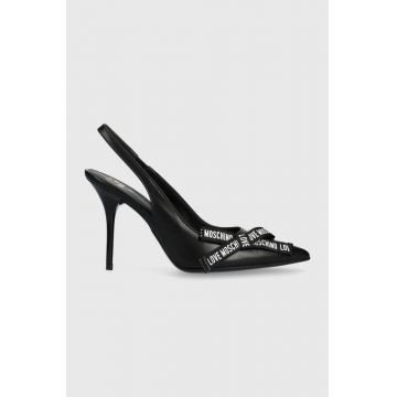 Love Moschino stilettos de piele culoarea negru, JA10109G0GIE0000