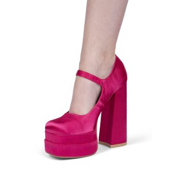 Pantofi cu platforma si toc inalt Fucsia Isabela Marimea 37