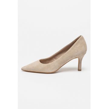 Pantofi de piele intoarsa cu varf ascutit - Maro taupe