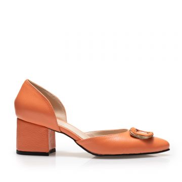 Pantofi eleganți damă din piele naturală - 23019 Orange Box