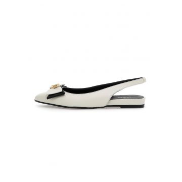 Pantofi slingback de piele cu funda